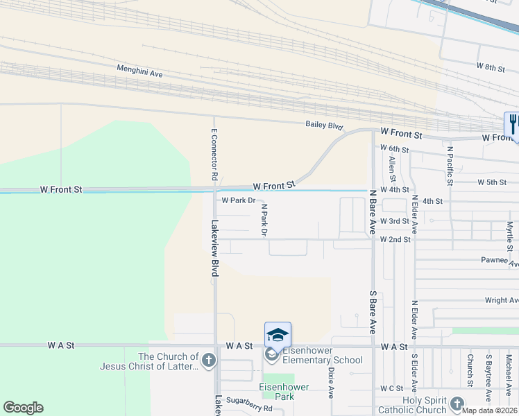 map of restaurants, bars, coffee shops, grocery stores, and more near 315 North Park Drive in North Platte