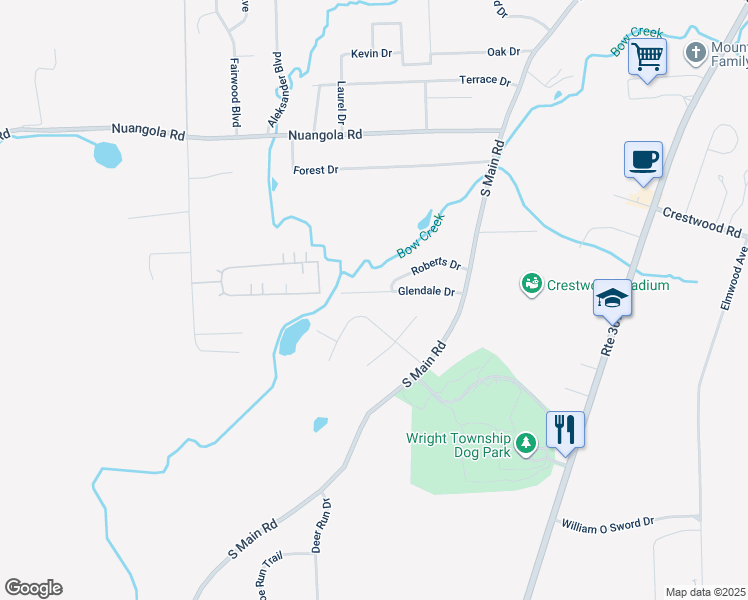 map of restaurants, bars, coffee shops, grocery stores, and more near 18 Glendale Drive in Mountain Top