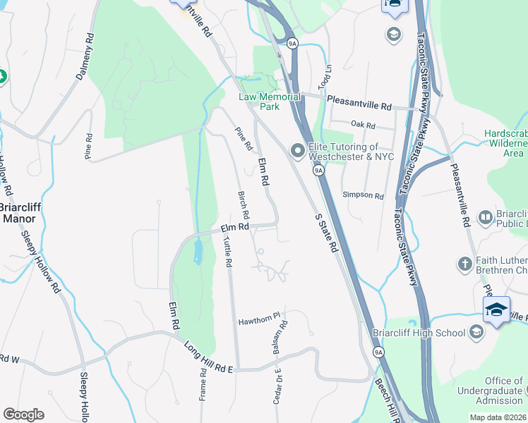 map of restaurants, bars, coffee shops, grocery stores, and more near 286 Elm Road in Briarcliff Manor