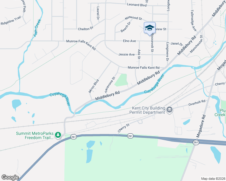 map of restaurants, bars, coffee shops, grocery stores, and more near 1214 Middlebury Road in Kent