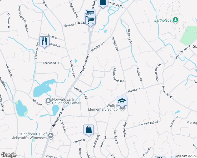 map of restaurants, bars, coffee shops, grocery stores, and more near 3 Dorset Road in Norwalk