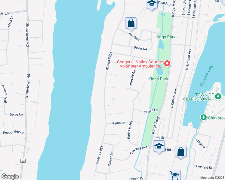map of restaurants, bars, coffee shops, grocery stores, and more near 14 Roman Terrace in Congers