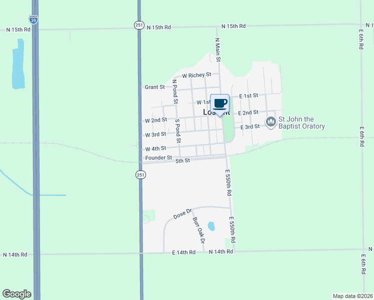 map of restaurants, bars, coffee shops, grocery stores, and more near 305 4th Street in Lostant