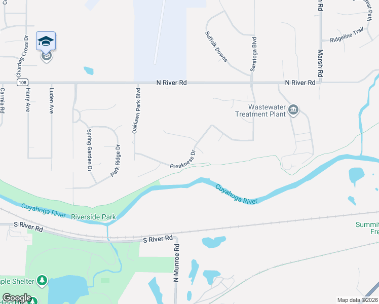 map of restaurants, bars, coffee shops, grocery stores, and more near 3106 Preakness Drive in Stow