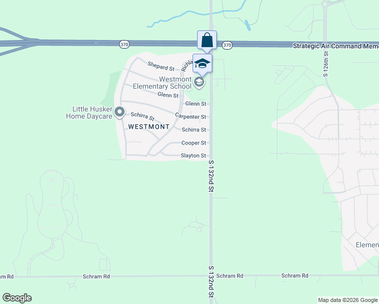 map of restaurants, bars, coffee shops, grocery stores, and more near 13304 Slayton Street in Omaha