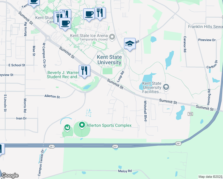 map of restaurants, bars, coffee shops, grocery stores, and more near 1410 Loop Road in Kent