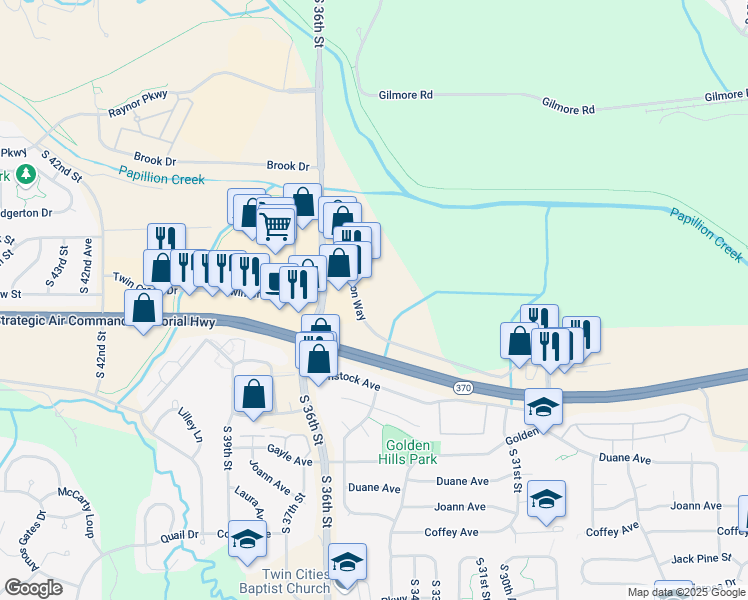 map of restaurants, bars, coffee shops, grocery stores, and more near 3404 Samson Way in Bellevue