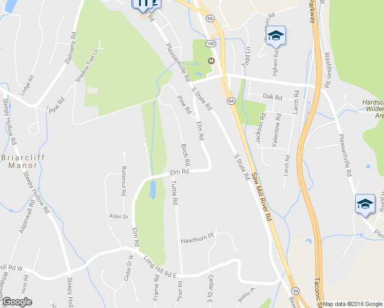 map of restaurants, bars, coffee shops, grocery stores, and more near 286 Elm Road in Briarcliff Manor