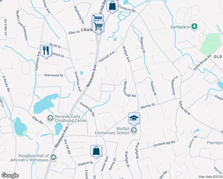 map of restaurants, bars, coffee shops, grocery stores, and more near 3 Dorset Road in Norwalk