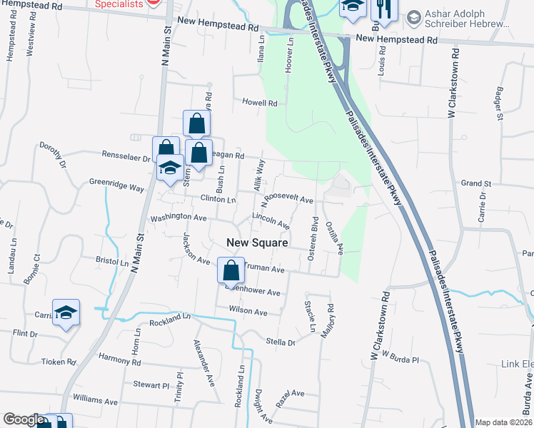 map of restaurants, bars, coffee shops, grocery stores, and more near 22 Lincoln Avenue in Spring Valley