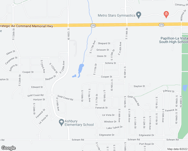 map of restaurants, bars, coffee shops, grocery stores, and more near 12610 Cooper Street in Papillion