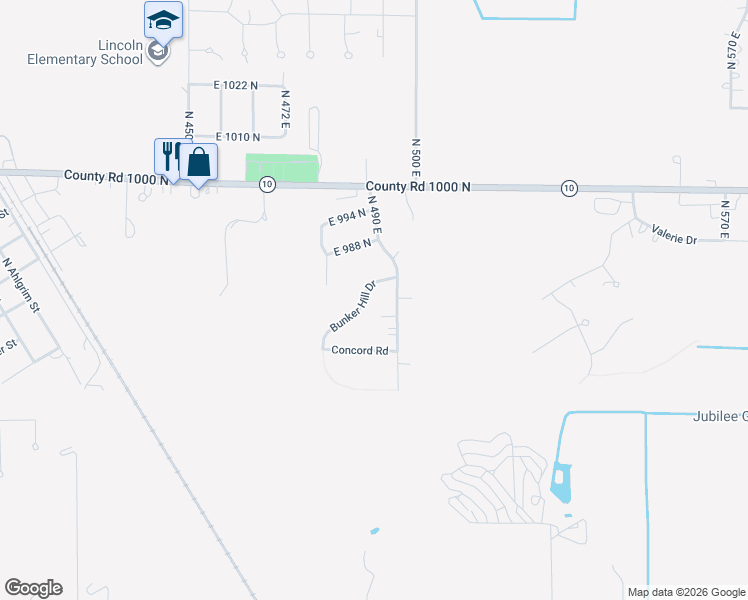 map of restaurants, bars, coffee shops, grocery stores, and more near 9718 N 490 E in De Motte