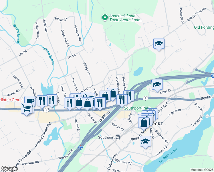map of restaurants, bars, coffee shops, grocery stores, and more near 110 Southport Woods Drive in Fairfield