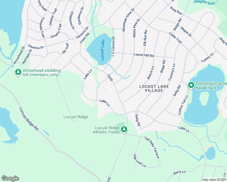 map of restaurants, bars, coffee shops, grocery stores, and more near 1543 Locust Lane in Monroe County