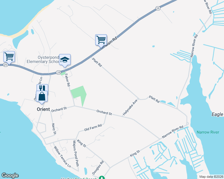 map of restaurants, bars, coffee shops, grocery stores, and more near 1470 Platt Road in Orient