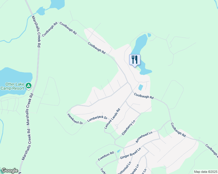 map of restaurants, bars, coffee shops, grocery stores, and more near 2313 Meadow Lark Way in East Stroudsburg