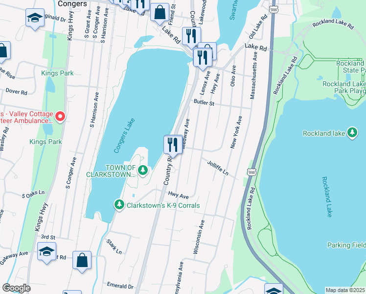 map of restaurants, bars, coffee shops, grocery stores, and more near Medway Avenue & Tremont Avenue in Congers