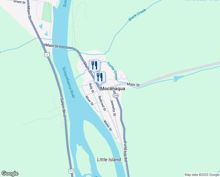 map of restaurants, bars, coffee shops, grocery stores, and more near in Mocanaqua