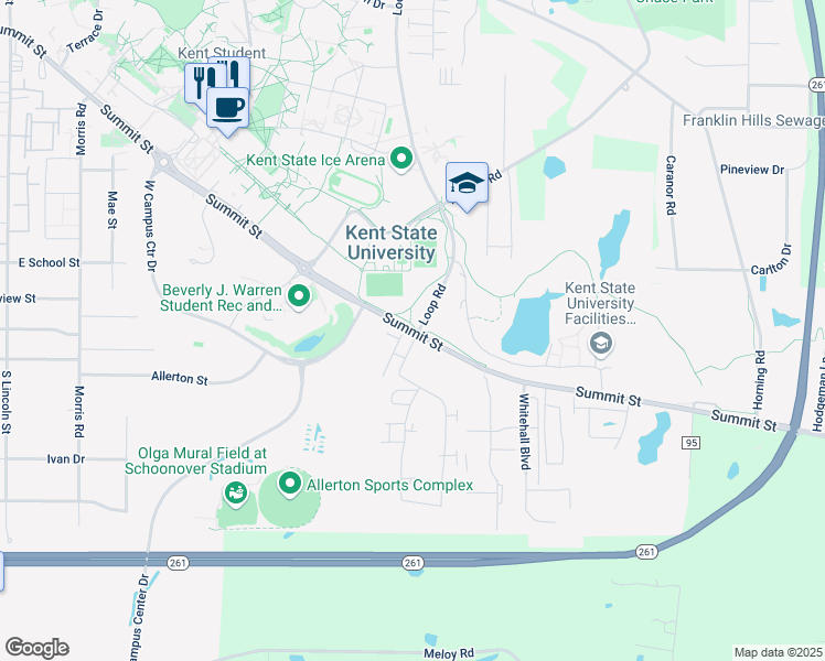 map of restaurants, bars, coffee shops, grocery stores, and more near 1410 Loop Road in Kent