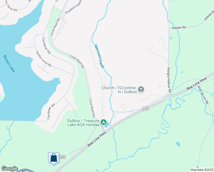 map of restaurants, bars, coffee shops, grocery stores, and more near 200 Narrows Creek Park Road in DuBois