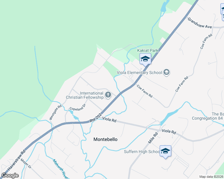 map of restaurants, bars, coffee shops, grocery stores, and more near 6 Kings Gate Road in Suffern