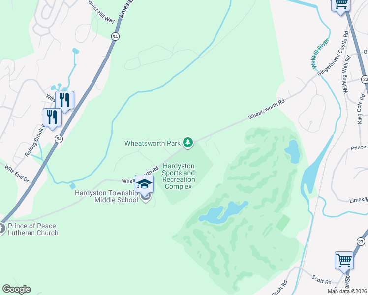 map of restaurants, bars, coffee shops, grocery stores, and more near 132 Wheatsworth Road in Hamburg