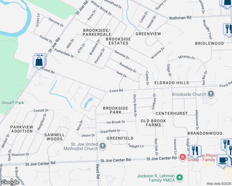map of restaurants, bars, coffee shops, grocery stores, and more near 6618 Bandon Dr in Fort Wayne
