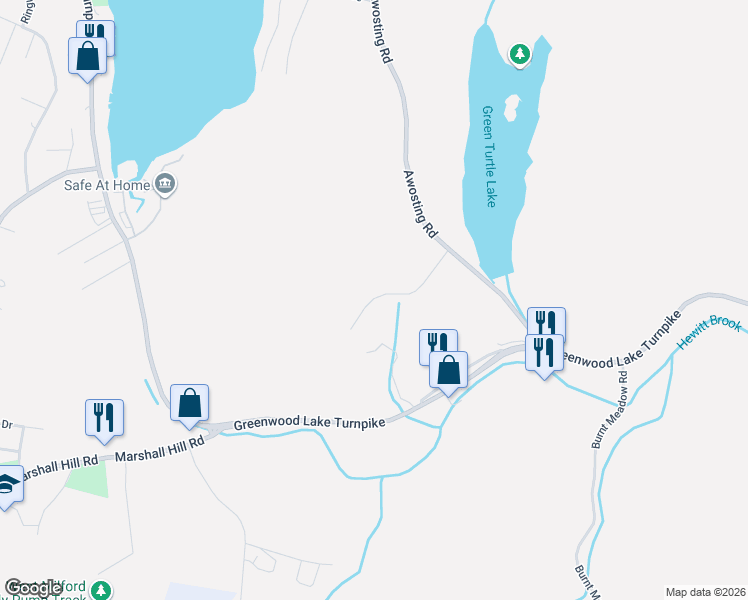 map of restaurants, bars, coffee shops, grocery stores, and more near 50 Ponderosa Place in West Milford