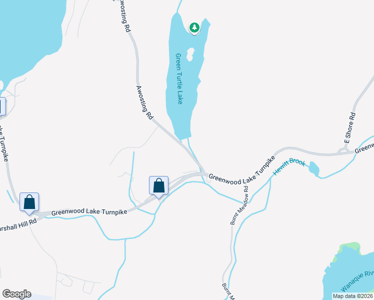 map of restaurants, bars, coffee shops, grocery stores, and more near 35 Awosting Road in West Milford