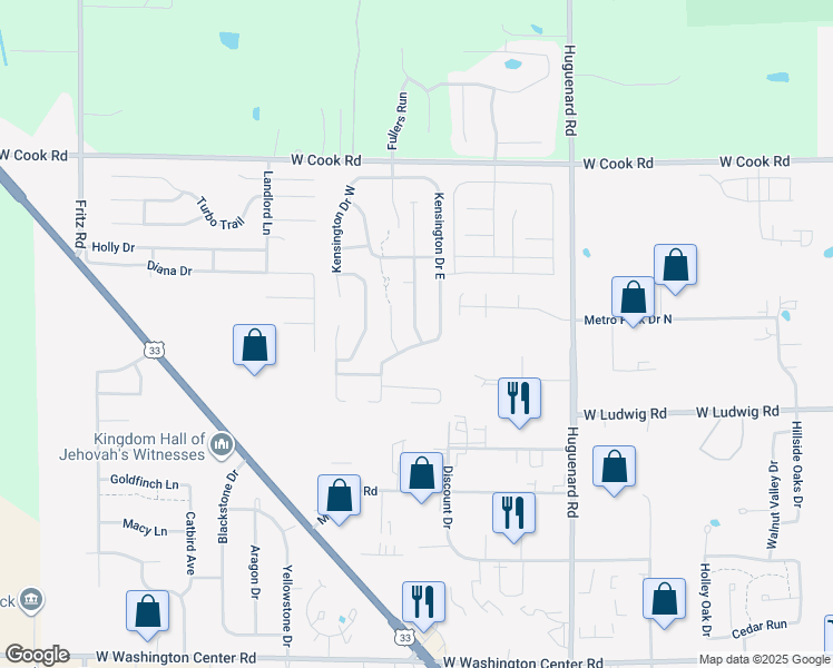 map of restaurants, bars, coffee shops, grocery stores, and more near 6902 Wimberly Crossing in Fort Wayne
