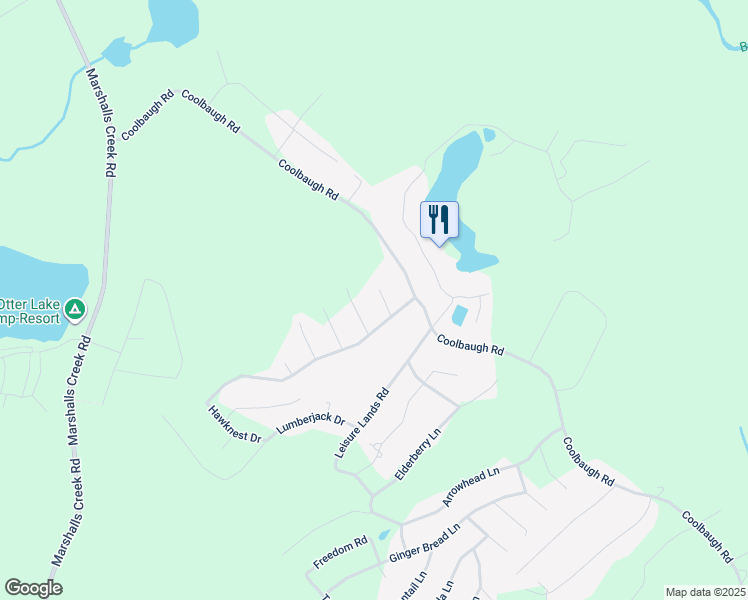 map of restaurants, bars, coffee shops, grocery stores, and more near 211 Chickadee Way in East Stroudsburg