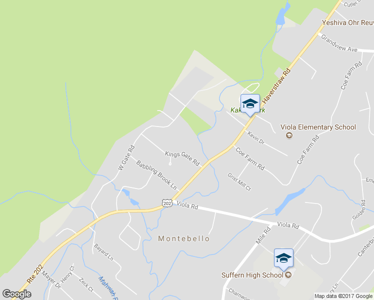 map of restaurants, bars, coffee shops, grocery stores, and more near 6 Kings Gate Road in Suffern