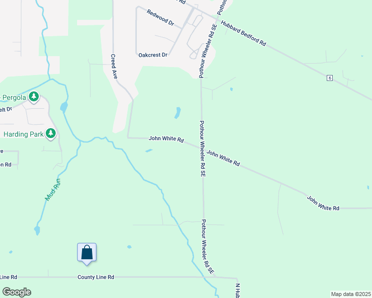 map of restaurants, bars, coffee shops, grocery stores, and more near 7380 John White Road in Hubbard