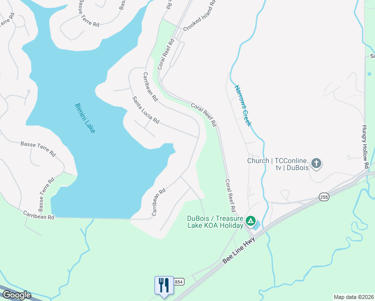 map of restaurants, bars, coffee shops, grocery stores, and more near 2005 Carribean Road in DuBois