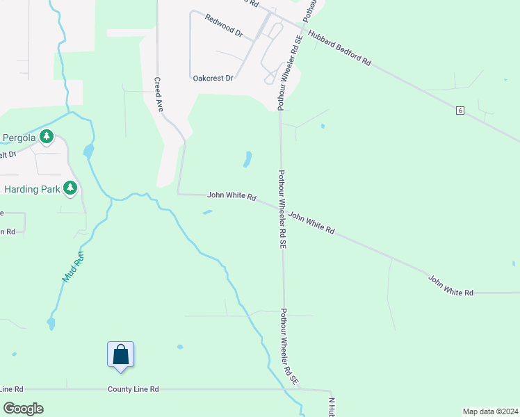 map of restaurants, bars, coffee shops, grocery stores, and more near 7380 John White Road in Hubbard