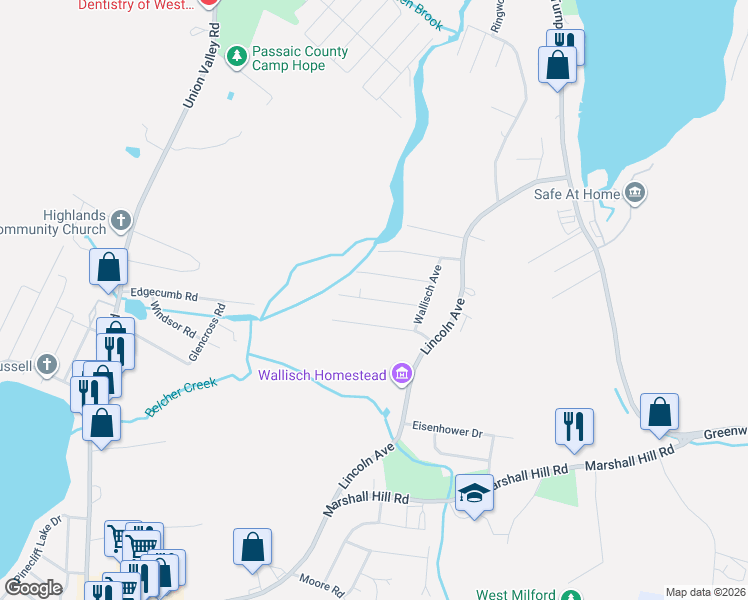 map of restaurants, bars, coffee shops, grocery stores, and more near 22 Louis Avenue in West Milford