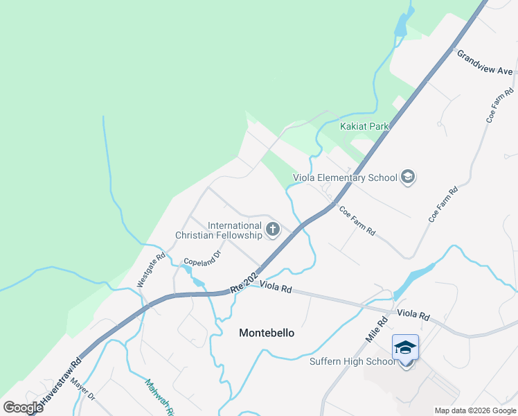 map of restaurants, bars, coffee shops, grocery stores, and more near 10 Kings Gate Road in Suffern