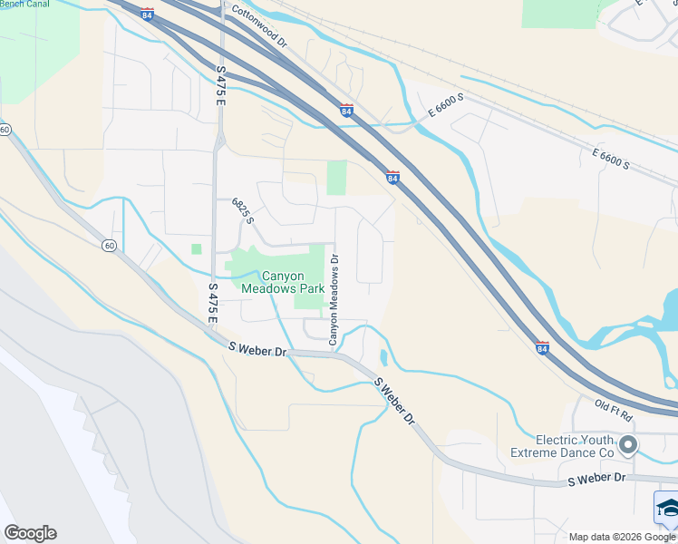 map of restaurants, bars, coffee shops, grocery stores, and more near 6882 Canyon Meadows Drive in South Weber
