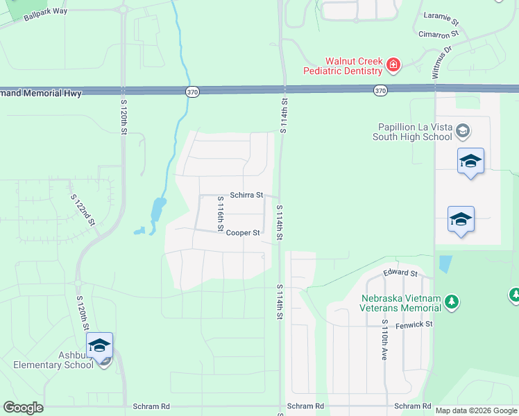 map of restaurants, bars, coffee shops, grocery stores, and more near 11405 South 114th Street in Papillion