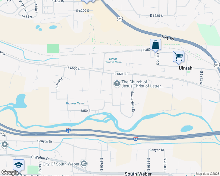 map of restaurants, bars, coffee shops, grocery stores, and more near 6679 South 1775 East in Uintah