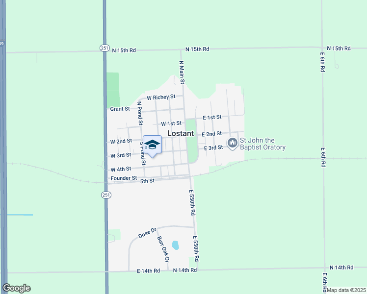 map of restaurants, bars, coffee shops, grocery stores, and more near 222 Main Street in Lostant