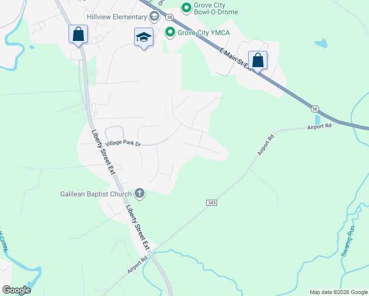 map of restaurants, bars, coffee shops, grocery stores, and more near 111 Hunt Drive in Grove City
