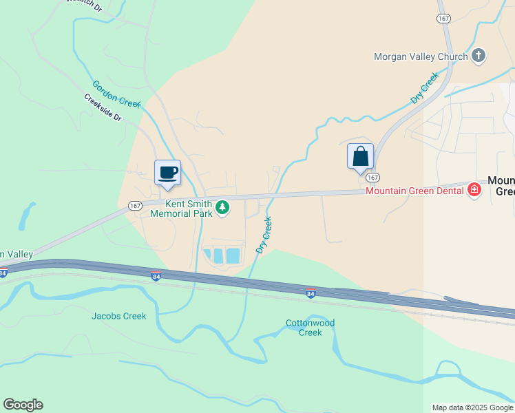map of restaurants, bars, coffee shops, grocery stores, and more near 5494 Aspen Meadow Lane in Mountain Green