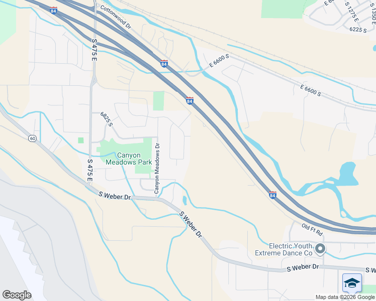 map of restaurants, bars, coffee shops, grocery stores, and more near 6882 Canyon Meadows Drive East in South Weber