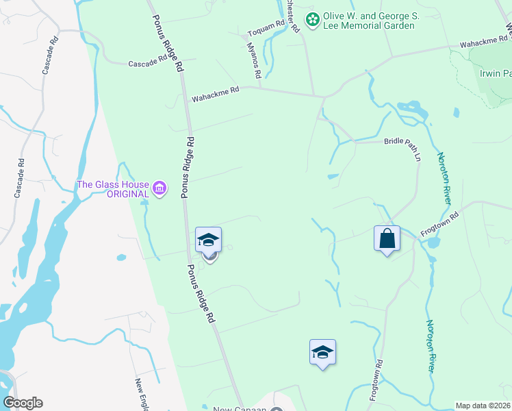 map of restaurants, bars, coffee shops, grocery stores, and more near 96 Winfield Lane in New Canaan
