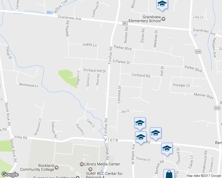 map of restaurants, bars, coffee shops, grocery stores, and more near 40 Forshay Road in Monsey
