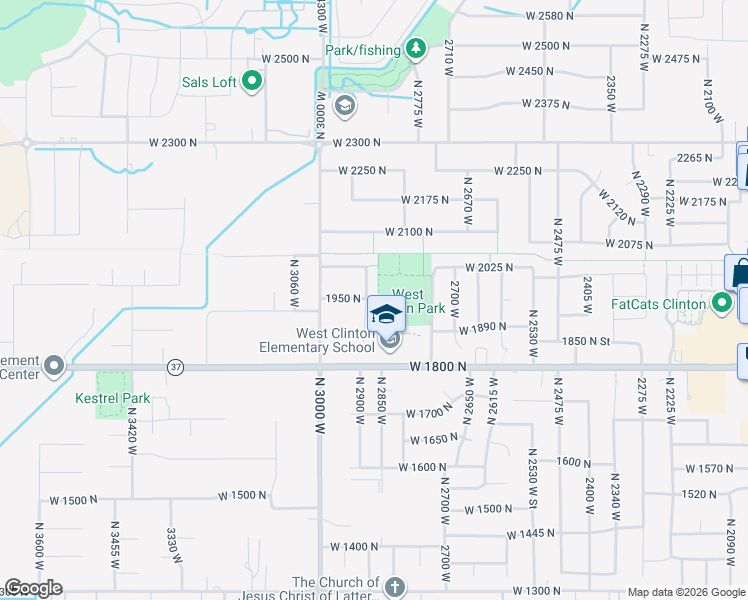 map of restaurants, bars, coffee shops, grocery stores, and more near 1946 N 2895 W in Clinton