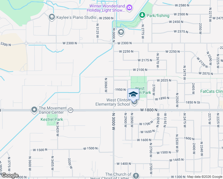 map of restaurants, bars, coffee shops, grocery stores, and more near 1956 North 3060 West in Clinton