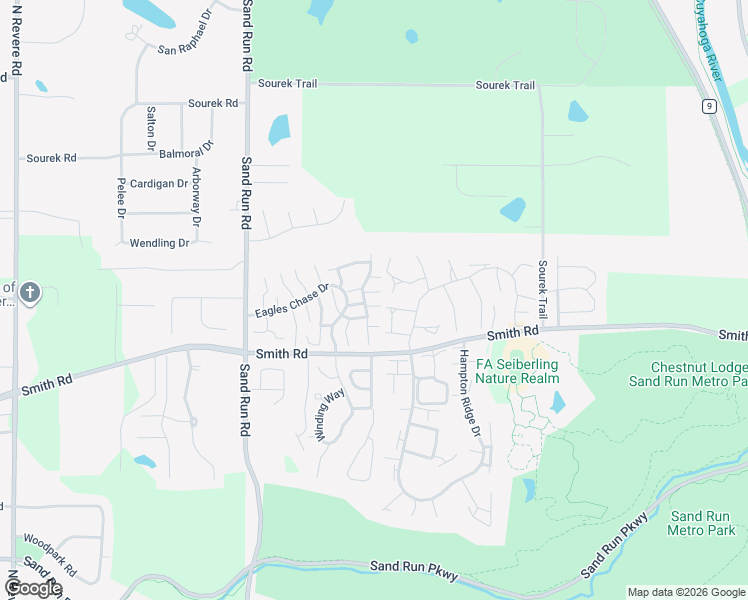 map of restaurants, bars, coffee shops, grocery stores, and more near 2037 Bretton Place in Akron