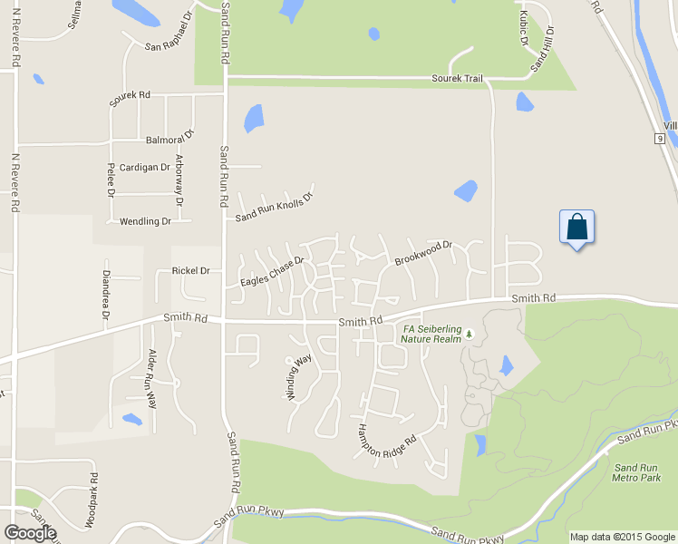 map of restaurants, bars, coffee shops, grocery stores, and more near 2037 Bretton Pl in Akron